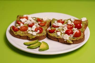 Photo of Slice of Guacamole Feta Cheese Toast