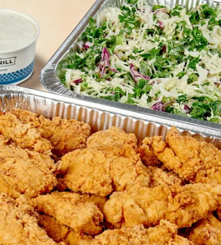 Photo of Tray of Chicken Tenders & Kaleslaw