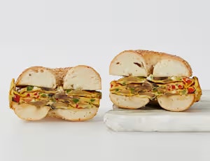 Photo of Veggie Omelette on a Bagel Sandwich
