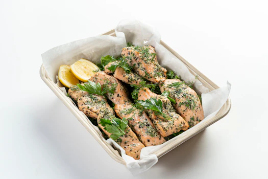 Photo of Tray of Honey Dijon Salmon