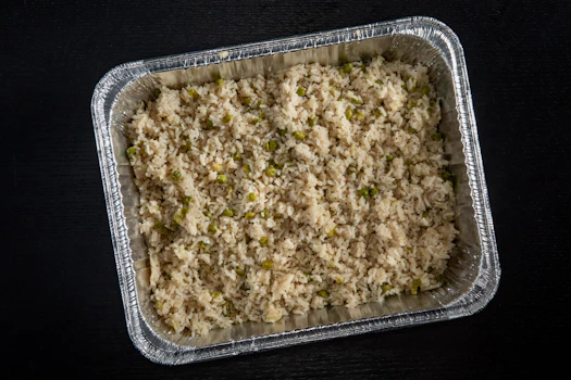 Photo of Tray of Coconut Rice & Peas