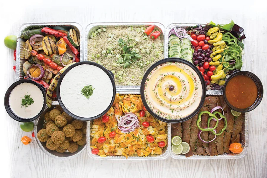 Taza Corporate Catering and Group Ordering located at 176 N Franklin St, Chicago, IL 60606, USA. Taza's top menu items include Baklava, Dozen of Chocolate Chip Cookies, Half Tray of Grilled Veggies.