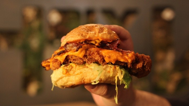 Holy Cow Corporate Catering and Group Ordering located in New York City. Holy Cow's top menu items include Regular Chicken Nuggets by the Box, Plant-Based Burger, Classic Burger.