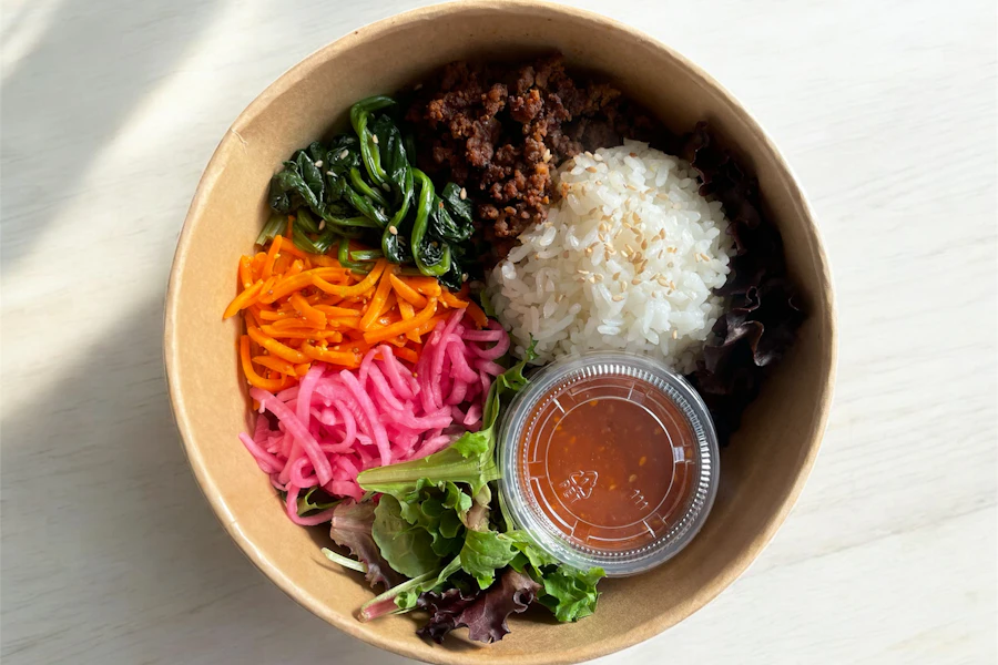 Bibimmate Corporate Catering and Group Ordering located at 66 21st Ave, San Mateo, CA 94403, USA. Bibimmate's top menu items include Spicy Beef Watcha Bibimbap Bowl, Tuna Mayo Kimbap Roll, Spicy Beef Kimbap Roll.