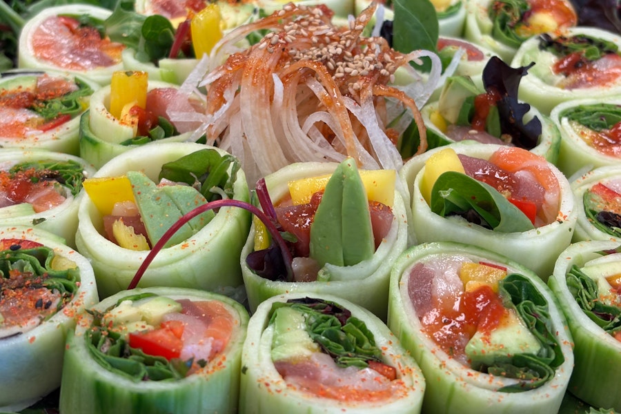 Racha Sushi Corporate Catering and Group Ordering located at 210 S Central Ave, Baltimore, MD 21202, USA. Racha Sushi's top menu items include Pratt Party Platter, Vegetable Roll, Paul Party Platter.
