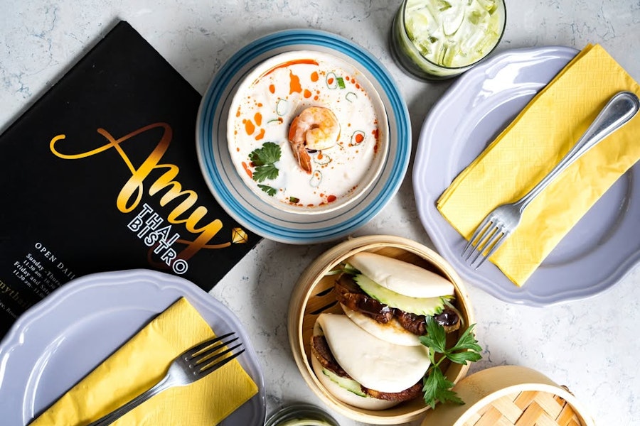 Amy Thai Bistro Corporate Catering and Group Ordering located at 545 Flatbush Ave, Brooklyn, NY 11225, USA. Amy Thai Bistro's top menu items include Thai Fried Rice, Pad Thai, Pad See Ew.