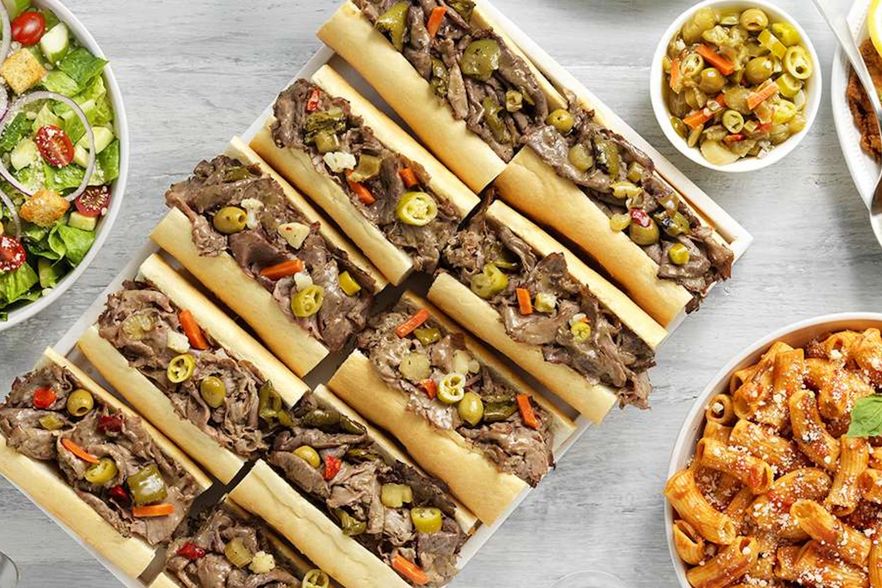 Buona Corporate Catering and Group Ordering located at 613 N McClurg Ct, Chicago, IL 60611, USA. Buona's top menu items include Sandwich Box, Premium Salad Box, Protein Bowl Box.