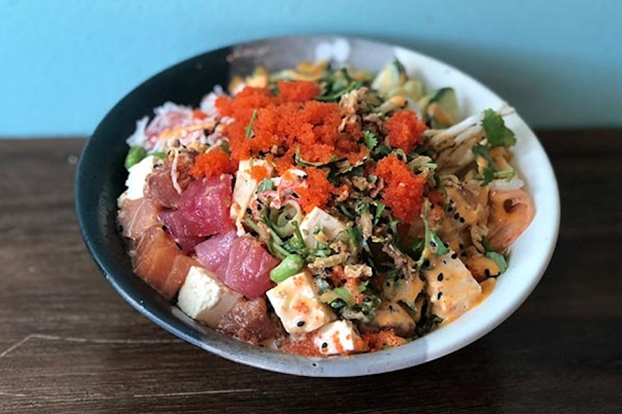 Poke Delish Corporate Catering and Group Ordering located at 601 Mission Bay Boulevard North, San Francisco, CA 94158, USA. Poke Delish's top menu items include Serving of Avocado, Serving of Mango, Bowls & utensils (for 1 person).
